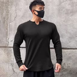 Men's Fashion Fitness Sports Long Sleeve T-Shirt Retro Outdoor Home V-Neck Spring Summer Gym Fitted Clothing