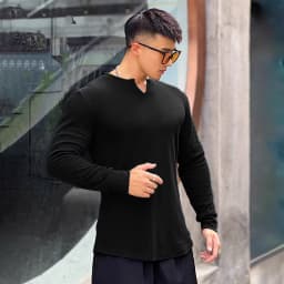 Men's Fashion Fitness Sports Long Sleeve T-Shirt Retro Outdoor Home V-Neck Spring Summer Gym Fitted Clothing