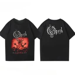 Rock Gothic Tops Vintage Progressive Death Metal Band Printed T-shirt Fashion Opeth Band Short-Sleeved Cotton Streetwear Unisex