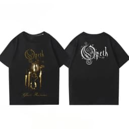 Rock Gothic Tops Vintage Progressive Death Metal Band Printed T-shirt Fashion Opeth Band Short-Sleeved Cotton Streetwear Unisex