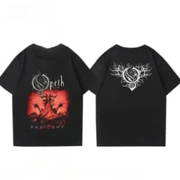 Rock Gothic Tops Vintage Progressive Death Metal Band Printed T-shirt Fashion Opeth Band Short-Sleeved Cotton Streetwear Unisex