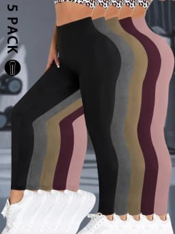 5 Pack Women's Super Soft Leggings, High Stretchy No See Through Pants, for Casual Attire, All-Season
