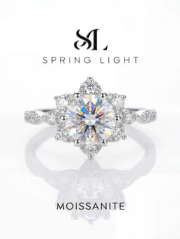 Real Classical 1CT Moissanite Diamond Sunflower Ring for Women 925 Sterling Silver Luxury High Quality Fine Jewelry