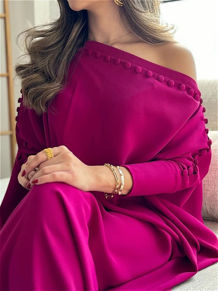 2026 Spring Vintage Robe Dress Women Oversize Long Sleeve Buttoned Maxi Dress Elegant Evening Banquet Gown