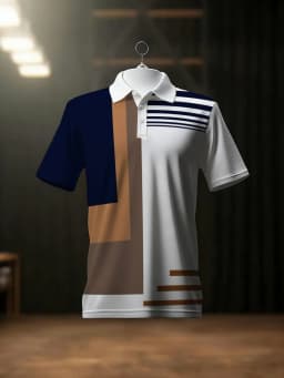 2026 Summer New Style Men's Short-Sleeved Polo Shirt with 3D Stripes Pattern Print for Street Casual Fashion Breathable