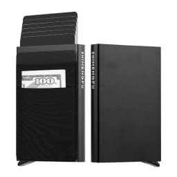 Fashion Metal Aluminum Leather ID Card Holder Multi-Function Designer Bank Card Men Wallet Business Pop-Up Cardholder Women