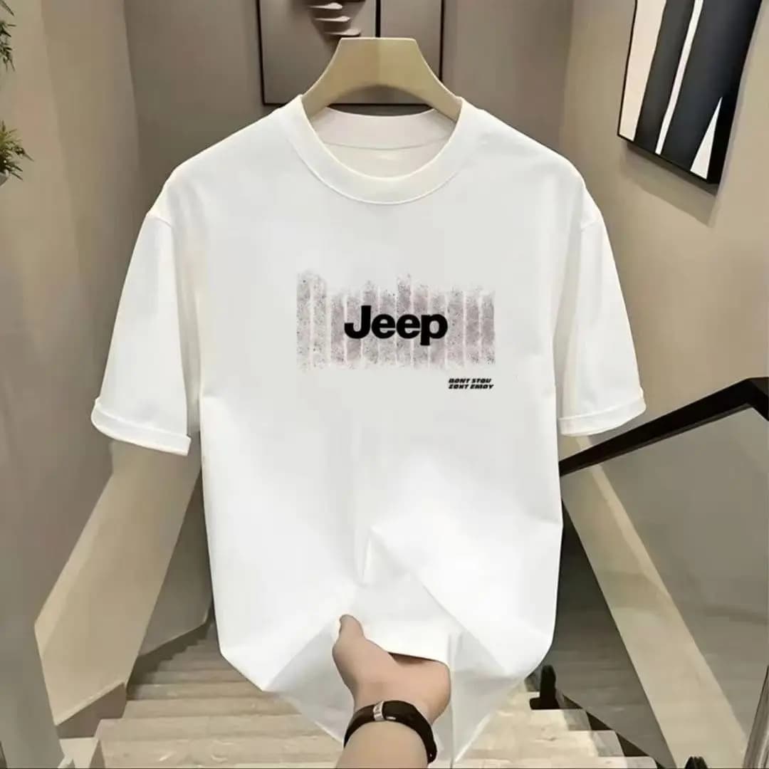 Summer New Men's Jeep Letter T-Shirt Casual O-Neck Short Sleeve Tops Fashion Streetwear Male Oversized T Shirts for Men