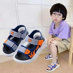2026 Summer Korean Style Kids Sandals Non-slip Soft Sole Adjustable Hook Loop Beach Shoes For Boys Girls