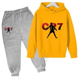 2024 Boys Spring and Autumn Football Idol CR7 clothing 2 hoodies + pantsuits Children 3-13 years old casual sportswear children