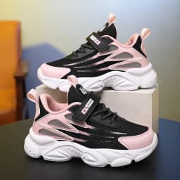 Children's Fashionable Breathable Mesh Shoes for Girls, Spring/Autumn Outdoor Sports Shoes, Anti-slip Running Shoes for Medium/L