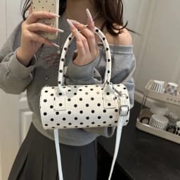 New French Vintage Shoulder Bag for Women Fashion Crossbody Bag Mini Pillow Handbag Polka Dot Tote Ladies Casual Underarm Bag