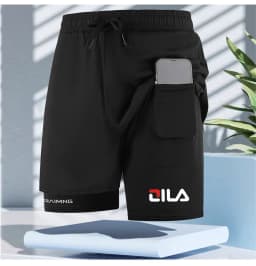 Men’s Double Layer Athletic Shorts Quick Dry Swim Trunks with Inner Liner Drawstring Breathable Sports Beach Running Pants
