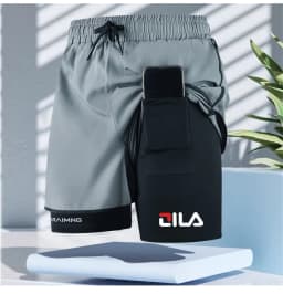 Men’s Double Layer Athletic Shorts Quick Dry Swim Trunks with Inner Liner Drawstring Breathable Sports Beach Running Pants