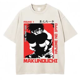 Washed Anime Hajime No Ippo Kamogawa Boxing Gym KBG T Shirt Makunouchi Takamura Novelty T Shirts Loose Cotton T-Shirt Streetwear