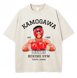 Washed Anime Hajime No Ippo Kamogawa Boxing Gym KBG T Shirt Makunouchi Takamura Novelty T Shirts Loose Cotton T-Shirt Streetwear