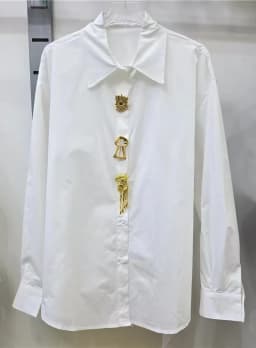2026 Trend Oversize Removable Sparkle Glitter White Cotton Shirts Blouses Women's Long Sleeve Loose Casual Tops Woman Shirt Top