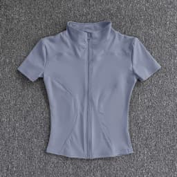 KIDCRKJ Slim Sports Women Yoga Coat Short Sleeve Zipper Tops Female Cycling Running Outfit Clothes Summer Sport Jacket