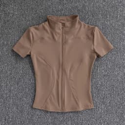 KIDCRKJ Slim Sports Women Yoga Coat Short Sleeve Zipper Tops Female Cycling Running Outfit Clothes Summer Sport Jacket