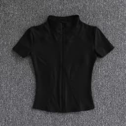 KIDCRKJ Slim Sports Women Yoga Coat Short Sleeve Zipper Tops Female Cycling Running Outfit Clothes Summer Sport Jacket