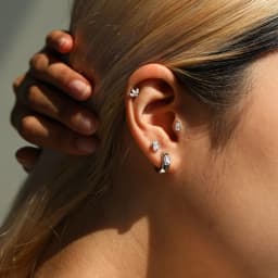 MODIAN D Color Oval Moissanite Heart Screw Helix Earrings Cartilage 925 Sterling Sliver Stud Earrings For Women Fine Jewelry