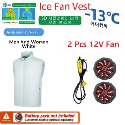 Plus Size S-6XL Cooling Fan Vest, 5V Dual Fan Ice Air Conditioned Jacket, Blue White Summer Cool Workwear for Men Women