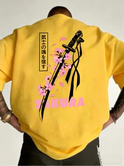 Japanese Katana Sakura Printed Cotton T-Shirts Mens Summer O-Neck Short Sleeve T Shirt Soft Oversized Tops Basic Male Clothes