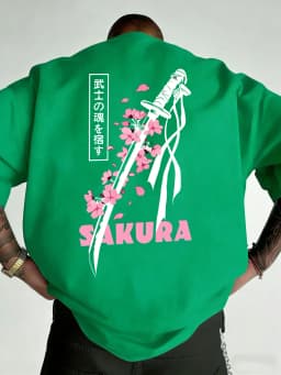 Japanese Katana Sakura Printed Cotton T-Shirts Mens Summer O-Neck Short Sleeve T Shirt Soft Oversized Tops Basic Male Clothes