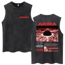 Japanese Anime Akira Washed Tank Tops Science Fiction Movie Shotaro Kaneda Vests Men Women Fashion Cotton Sleeveless T Shirts