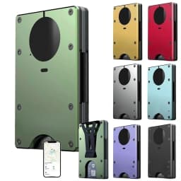 Smart Metal Wallet with Built-in Find My Tracker (iOS Only) RFID Blocking 12 Card Capacity Removable Cash Clip