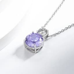 925 Sterling Silver Fire Bird's Nest Cut High Carbon Diamond Necklace Bright Violet Elegant Pendant Collarbone Chain