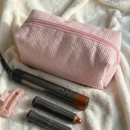 Simple Cotton Added Makeup Bag with Zipper Portable Storage Pouch Lightweight Large Capacity Hair Styling Tool Organizer Travel