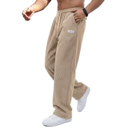 Outdoor Men's Casual Pants Drawstring Elastic Waist Straight Trousers Corduroy Sweatpants Baggy Gym Man Jogger Men's Work Pants