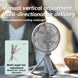 New Foldable Tripod Handheld Fan 3000mAh Multifunctional Portable Rechargeable Fan 4 Speed with LED Display for Outdoor Travel