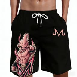 2026 Summer New Dragon Ball Kid Buu Anime Print Beach Shorts Casual Loose Family Matching Outfits Summer Quick Dry for Men Kids