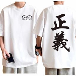 One Piece Marine Justice T-shirt Men Cotton Anime Graphic Tee Casual Streetwear Logo Breathable Fit Top 2026 New Summer