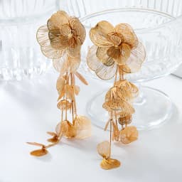 Summer New Women's Luxury Alloy Flower Multi Layer Flower Earrings