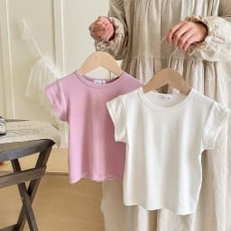 Summer Round Neck Solid Color Short Sleeve Pullover Shirt Toddler Kids Newborn Baby Boy Girls T-Shirt Casual