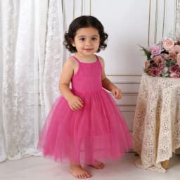 Girl's Chiffon Ball Gown Dress with Rose-Pink Halter, Fashionable and Cool, Sweet Birthday Party, Summer
