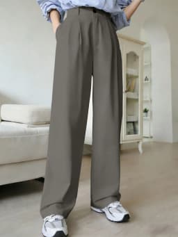 2026 New Arrival White High Waist Wide Leg Pants for Women Elegant Office Lady Straight Trousers Casual Pants (No Belt Included)