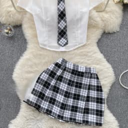 Plaid JK Uniform Short Sleeve Blouse And Pleated Skirt Set Women Sexy Comfortable Uniform Suit Female Clothing New