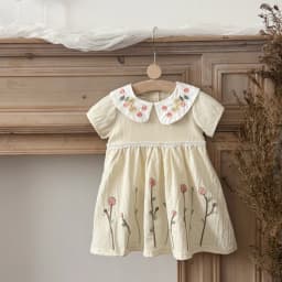 Summer New Girls Infant Floral Embroidery Dress Breathable Baby Princess Dress 0-3 Years Cute Short Sleeve Dress