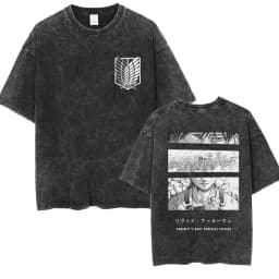 2026 Attack on Titan Anime Printed T-shirt Men's and Women's Washed T-shirt High Quality Vintage Cotton T-shirt Harajuku Y2K Top