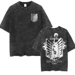 2026 Attack on Titan Anime Printed T-shirt Men's and Women's Washed T-shirt High Quality Vintage Cotton T-shirt Harajuku Y2K Top