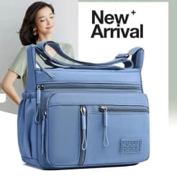 Fashion Multi-Pockets Crossbody Bag Waterproof Large Capacity Shoulder Bag Nylon Messenger Handbag Women