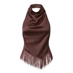 Fashion Solid Color Fringe Halter Neck Cami Top Slim Fit Sleeveless Women's Vacation Streetwear Tank Tops