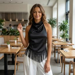 Fashion Solid Color Fringe Halter Neck Cami Top Slim Fit Sleeveless Women's Vacation Streetwear Tank Tops