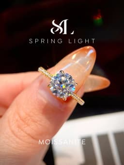 Brilliant 2 Carat Round Moissanite Diamond Engagement Rings For Women Anniversary Wedding Luxury Fashioned Jewelry