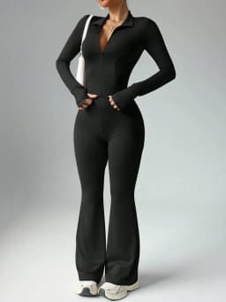 Women Yoga Sets Zipper Long Sleeve Push Up Leggings Gym Fitness Solid Colors Sets Activewear Workout Running Clothes Sportswear