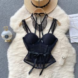 Sexy Lace Mesh Bandage Tube Top Chic Strapless Camis Slim Korean Tanks Top Elegant Basic Crop Top Women Bustier New