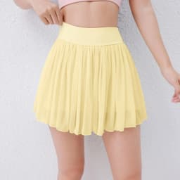 Women Pleated Mesh Tennis Skort High Waist Built-in Shorts Quick Dry Breathable Running Workout Mini Skirt